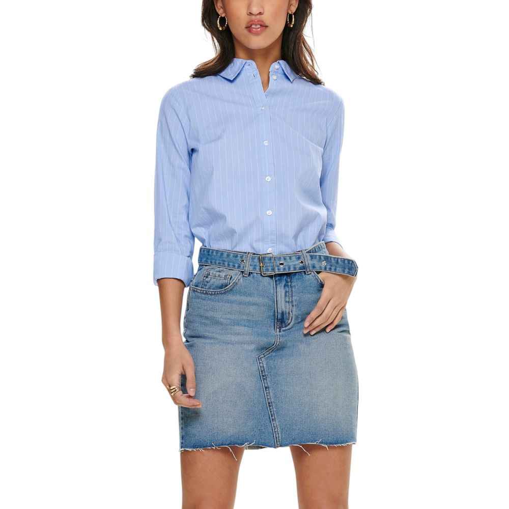 Jacqueline De Yong Blue Cotton Shirt