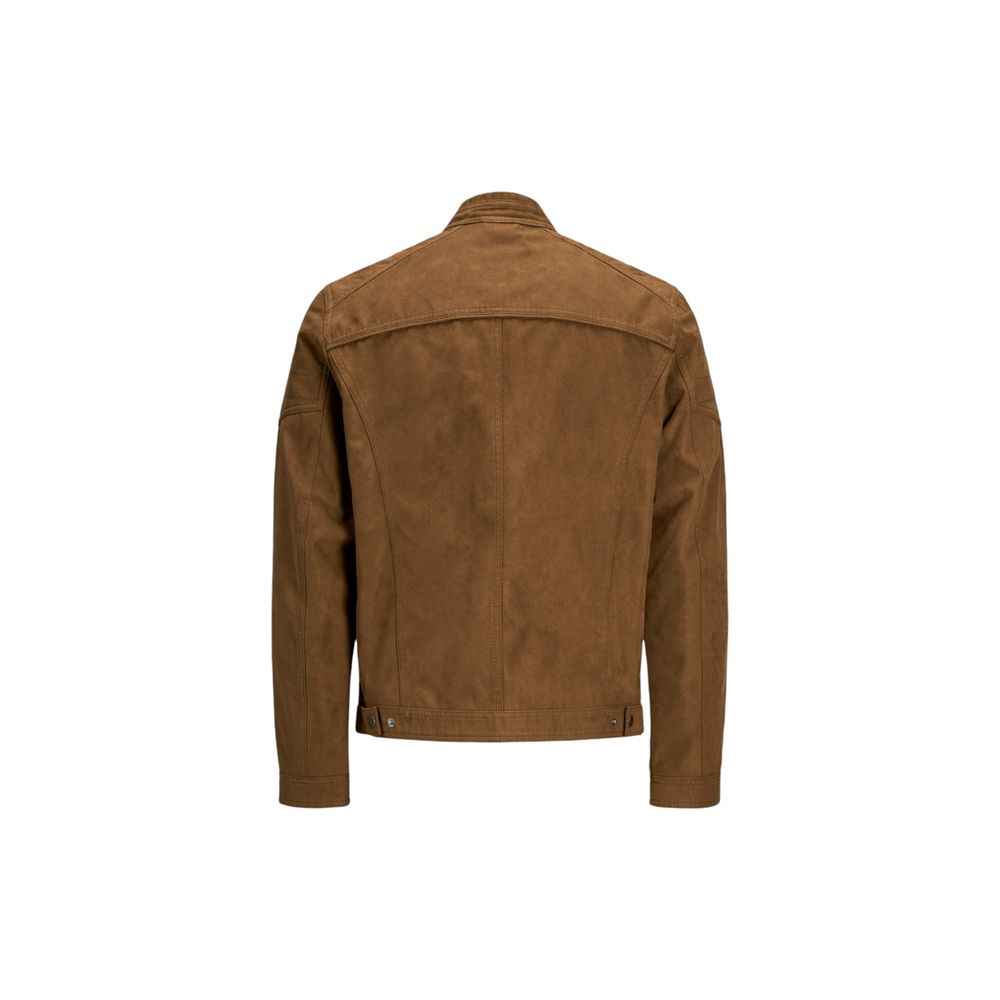 Jack Jones Beige Artificial Leather Jackets & Coat