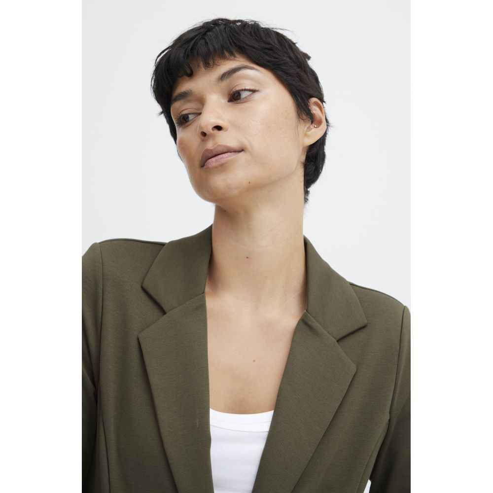 ICHI Green Polyester Blazer