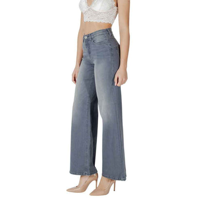ICHI Gray Cotton Bootcut Jean