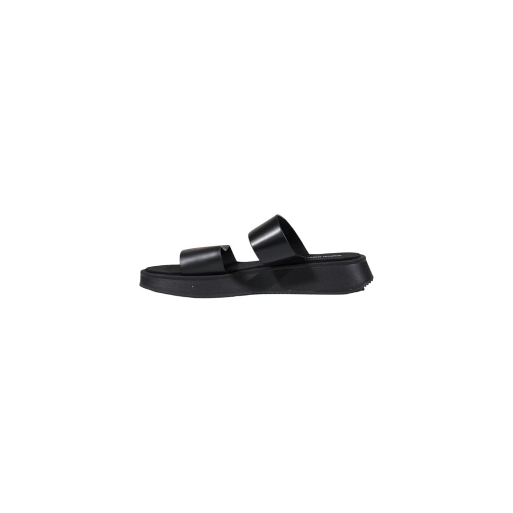 Calvin Klein Jeans Leather Sandal Slide Black Double