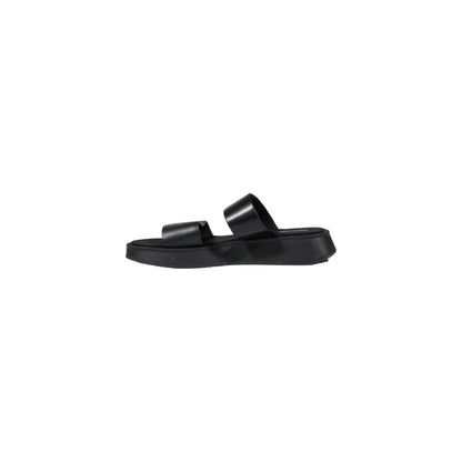 Calvin Klein Jeans Leather Sandal Slide Black Double
