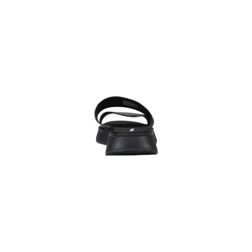 Calvin Klein Jeans Leather Sandal Slide Black Double