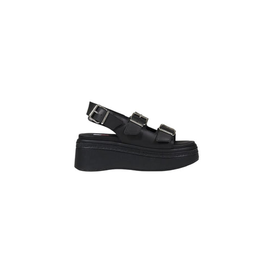 Tommy Hilfiger Jeans TJW WEDGE Leather Sandals - Black