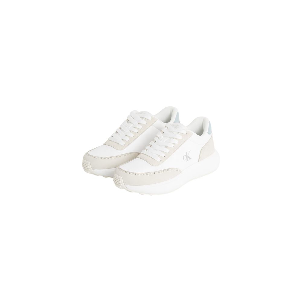 Calvin Klein Jeans Cream Leather Sneaker Womens Classic Lux