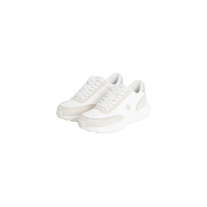 Calvin Klein Jeans Cream Leather Sneaker Womens Classic Lux