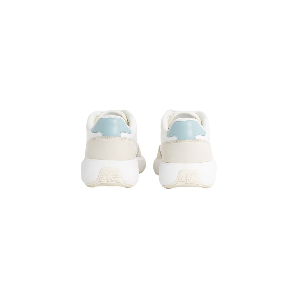 Calvin Klein Jeans Cream Leather Sneaker Womens Classic Lux