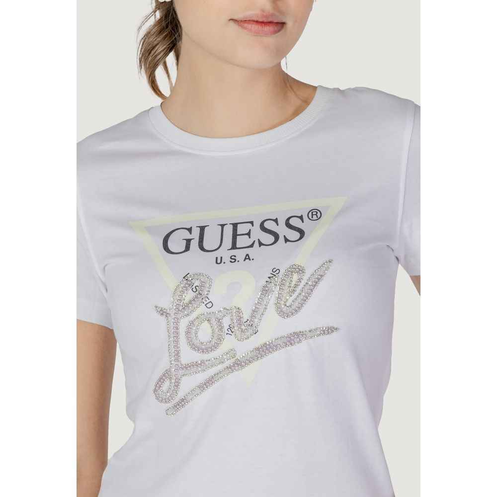 Guess Witte Katoenen T Shirt Luxe Collectie Lente Zomer