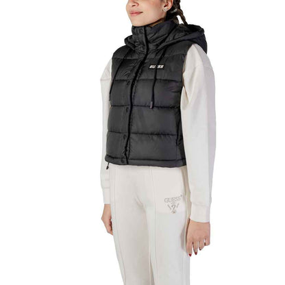 Guess Active Black Polyester Sleveless Jacket