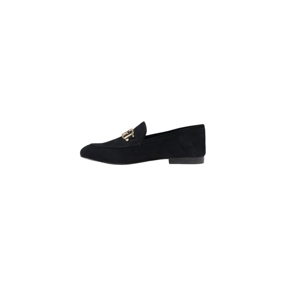 Guess Martynas Leather Flats Platform Black Metallic Logo