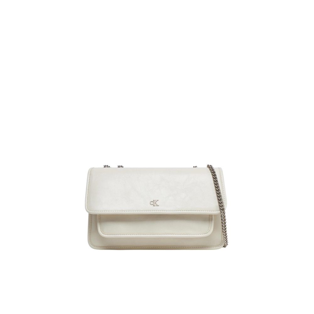 Calvin Klein Jeans Chain Flap Bag Recycled Polyester Cream