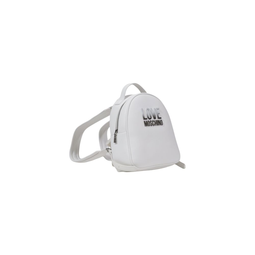 Love Moschino White Polyurethane Backpack Luxury Bag