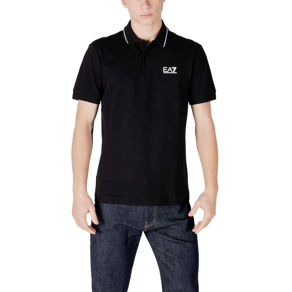 EA7 Emporio Armani Black Cotton Polo Shirt