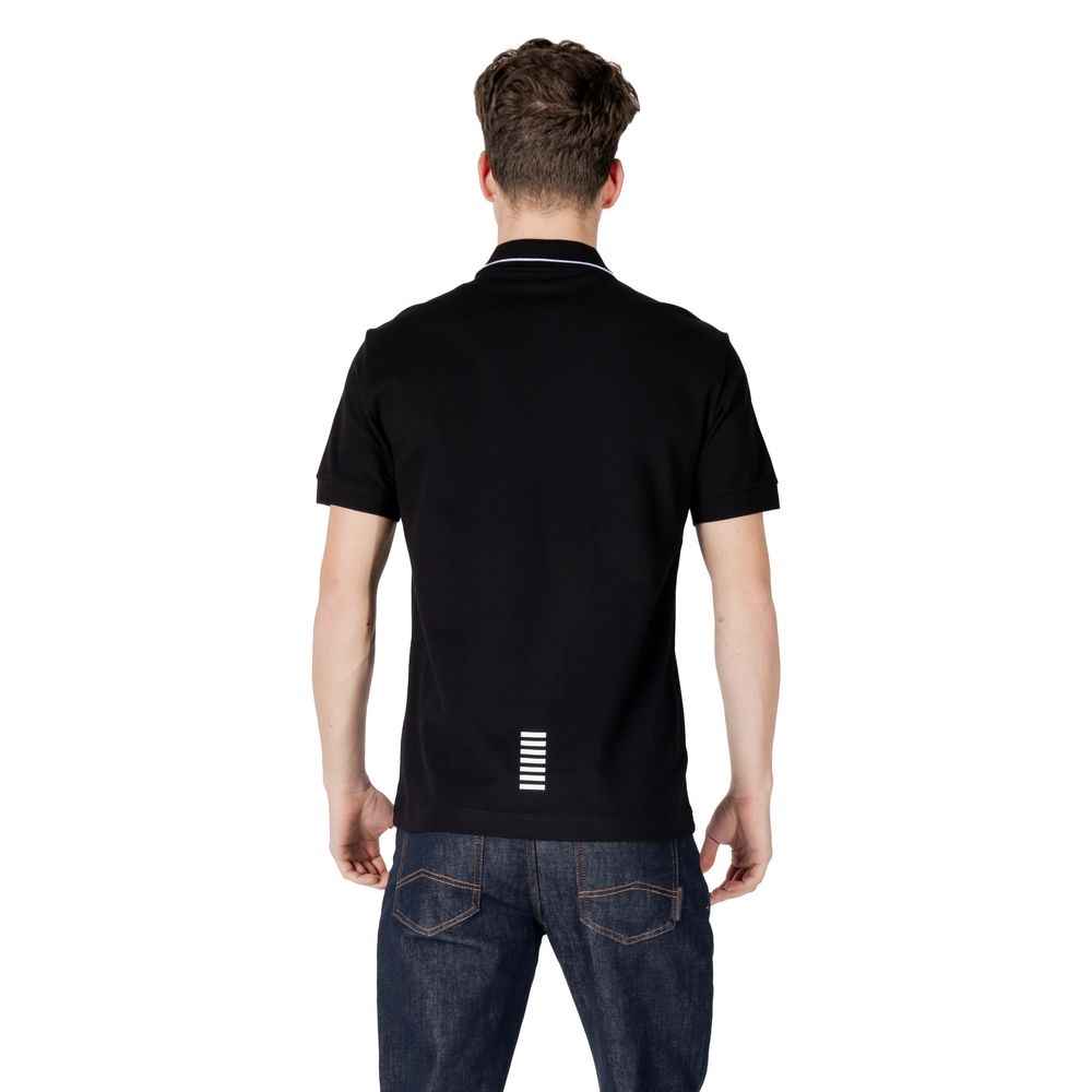 EA7 Emporio Armani Black Cotton Polo Shirt