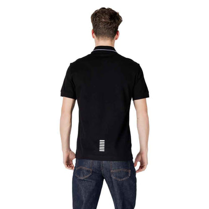 EA7 Emporio Armani Black Cotton Polo Shirt