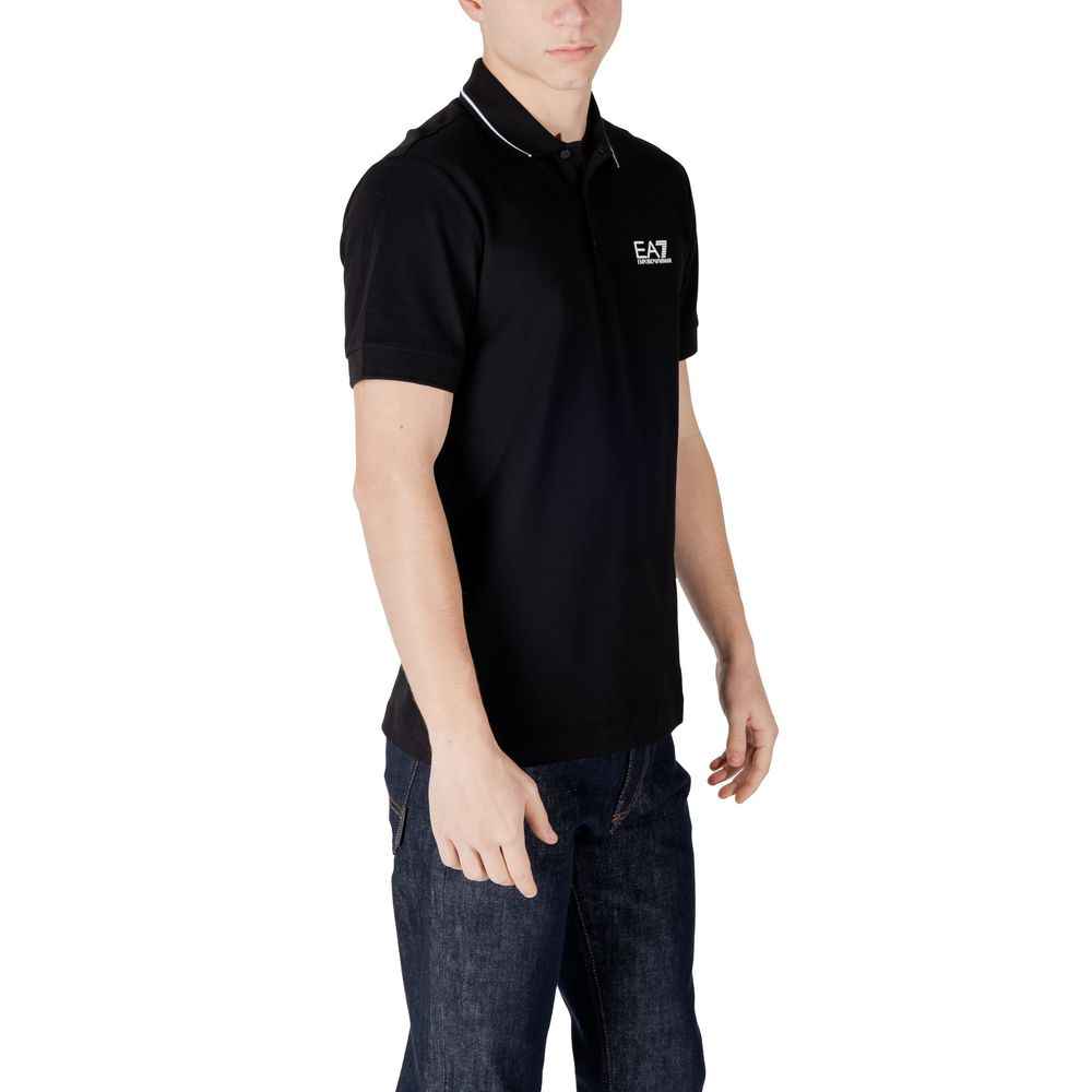 EA7 Emporio Armani Black Cotton Polo Shirt
