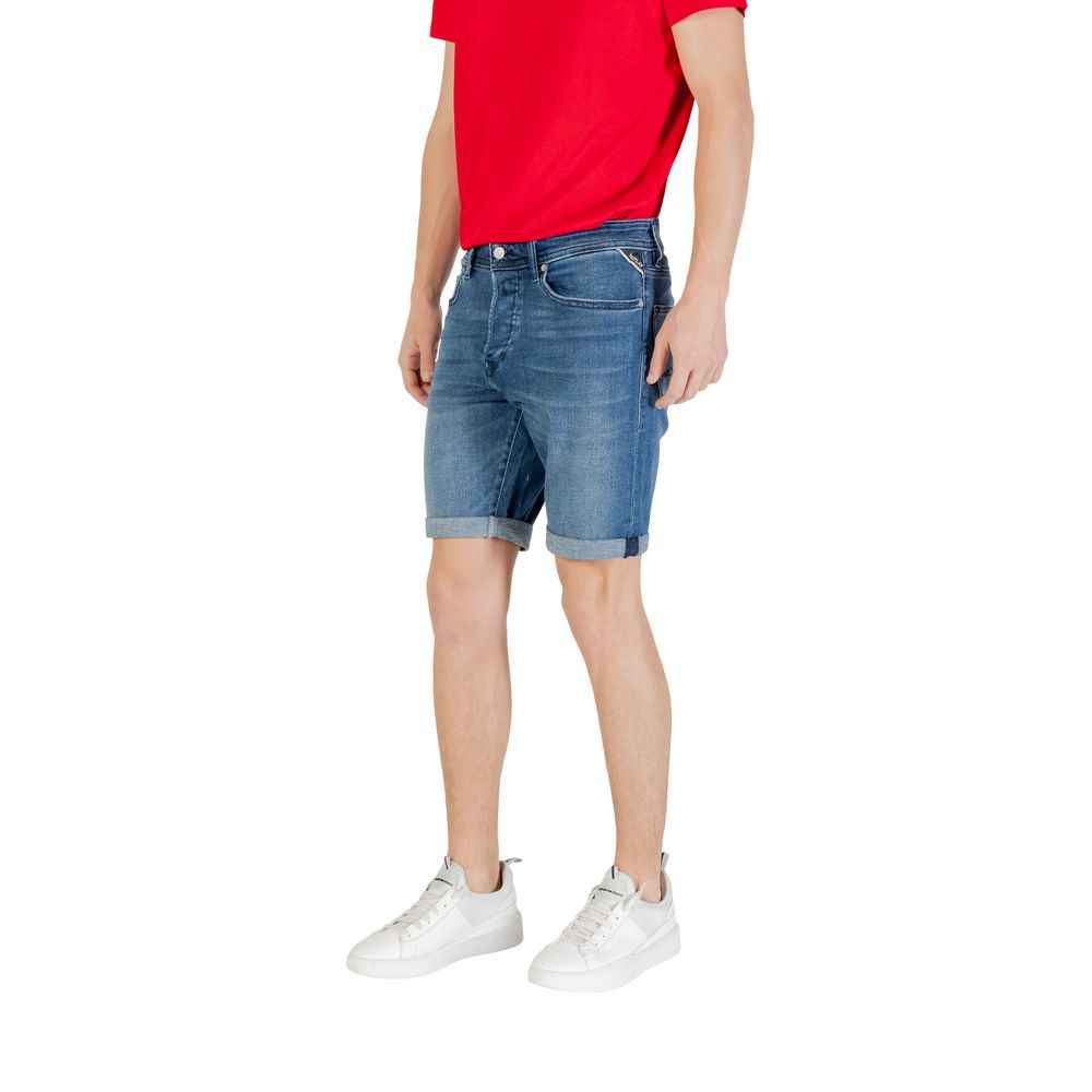 Replay Blue Cotton Bermuda