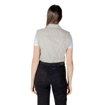 Only Light Blue Cotton Sleveless Jacket