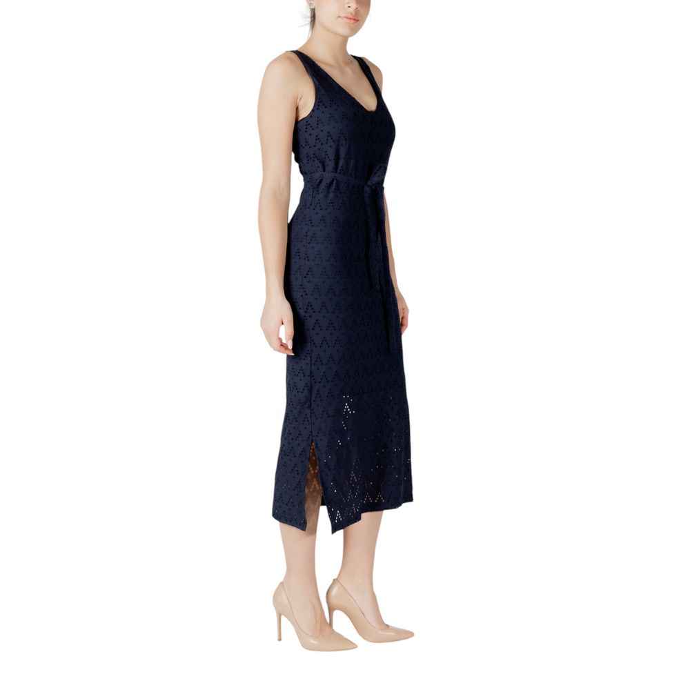 Vila Clothes Blue Recycled Polyester Midi
