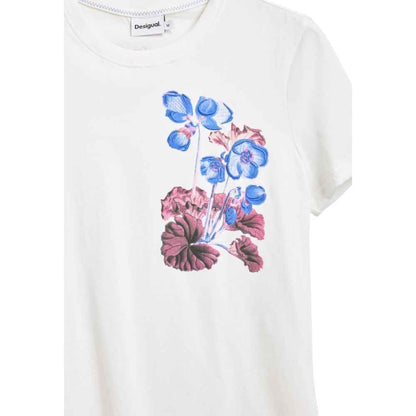 Desigual White Cotton T-Shirt