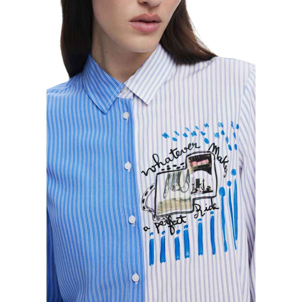 Desigual Light Blue Viscose Shirt