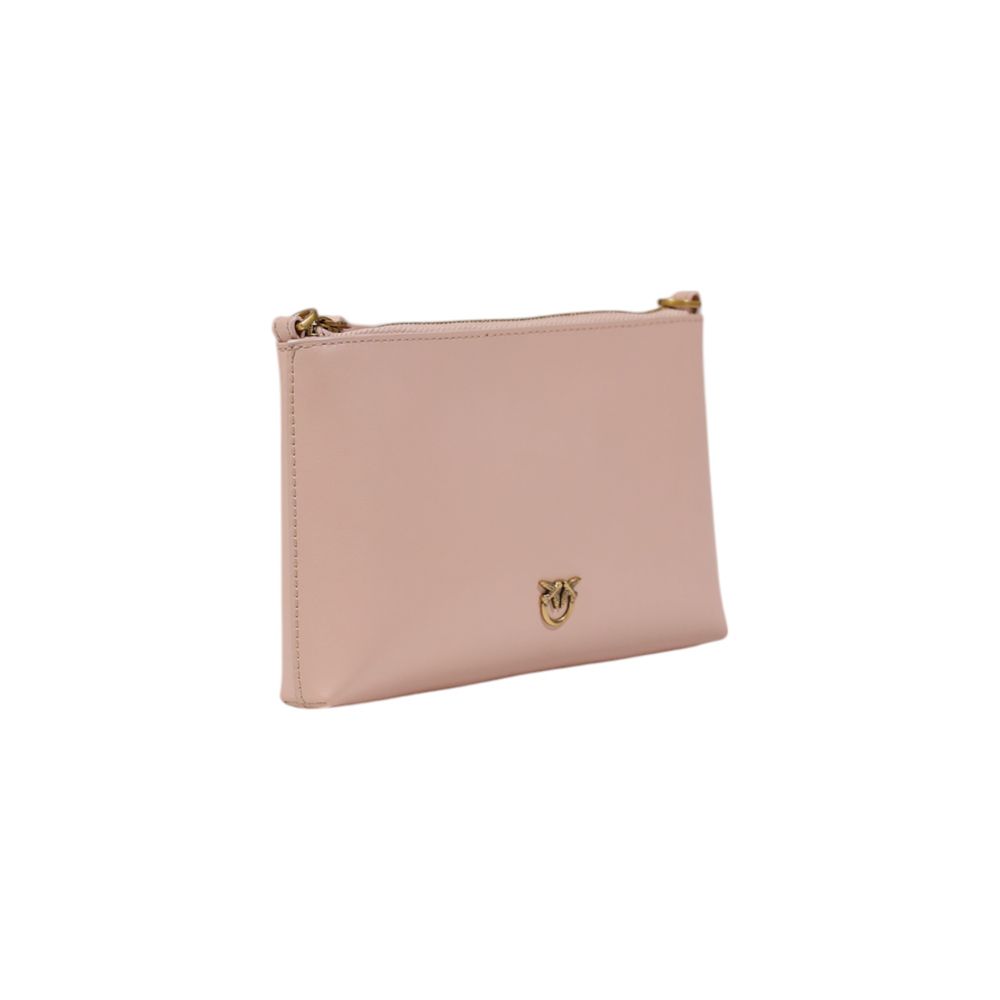 Pinko Mini Vitello Flat Horizontal Clutch Pink Leather