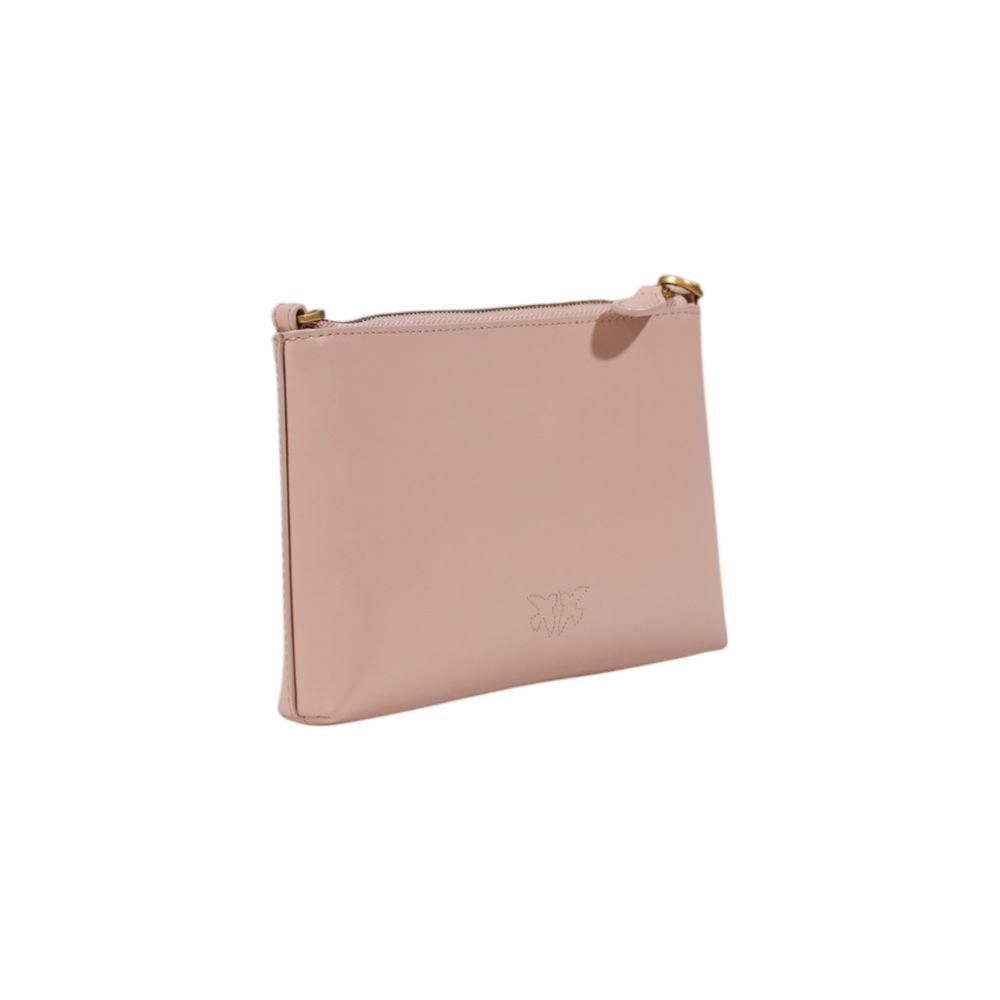 Pinko Mini Vitello Flat Horizontal Clutch Pink Leather