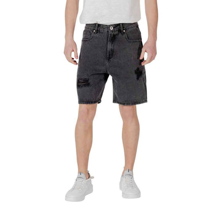 Gianni Lupo Black Cotton Bermuda