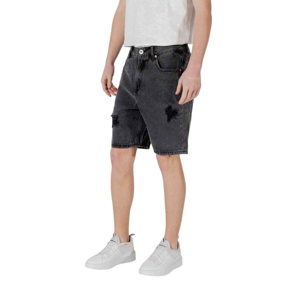 Gianni Lupo Black Cotton Bermuda