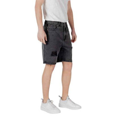 Gianni Lupo Black Cotton Bermuda