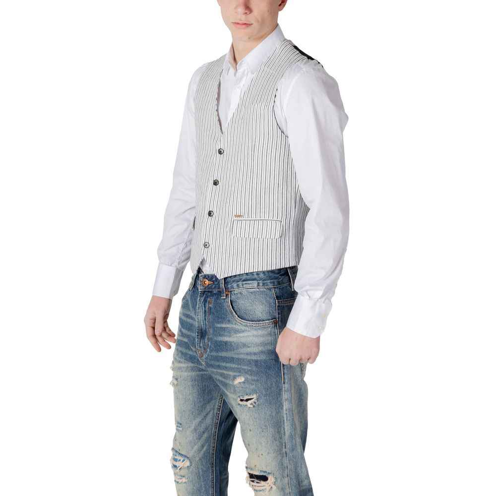 Gianni Lupo Black Linen Waistcoat