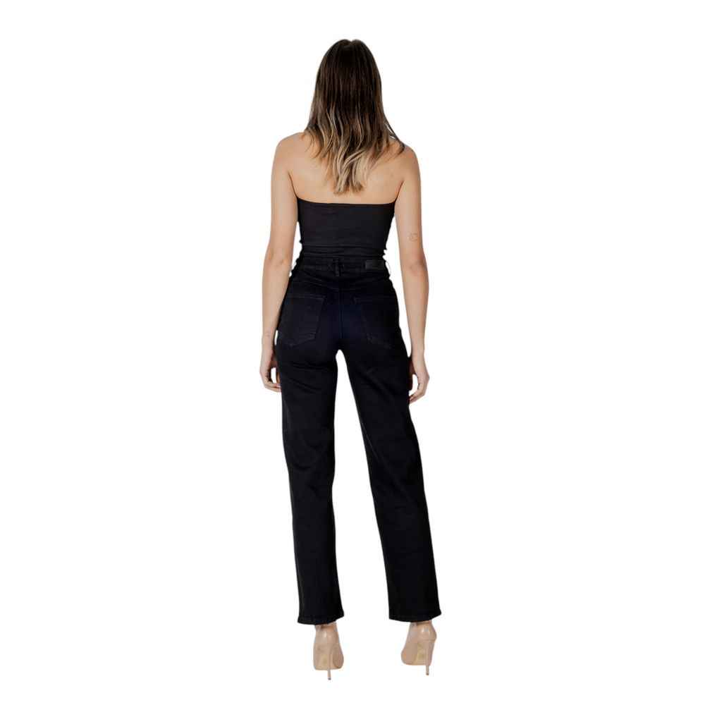 ICHI Black Cotton Relaxed Fit Jean
