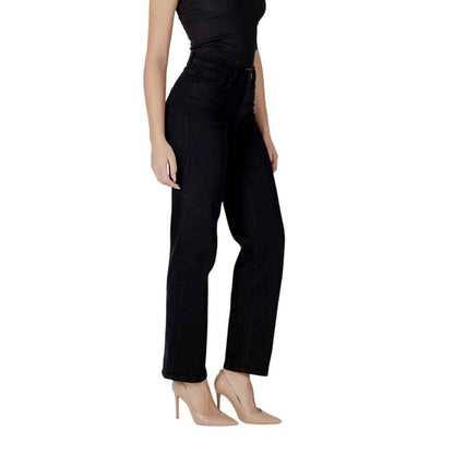 ICHI Black Cotton Relaxed Fit Jean