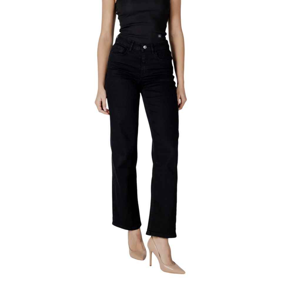 ICHI Black Cotton Relaxed Fit Jean