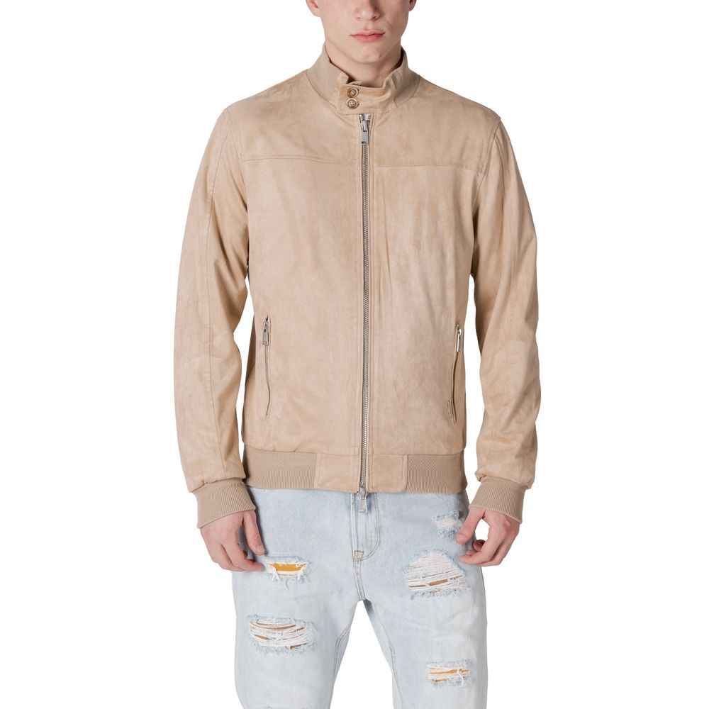 Gianni Lupo Beige Polyester Jackets & Coat