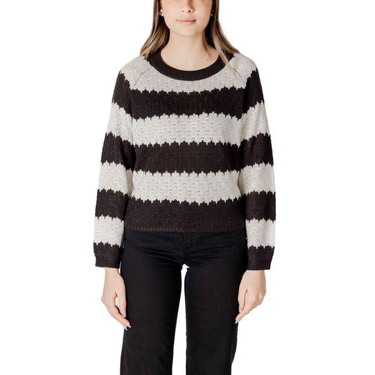 Jacqueline De Yong Black And White Marabou Sweater