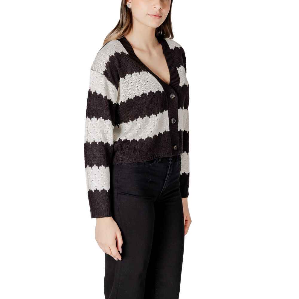 Jacqueline De Yong Black And White Marabou Cardigan