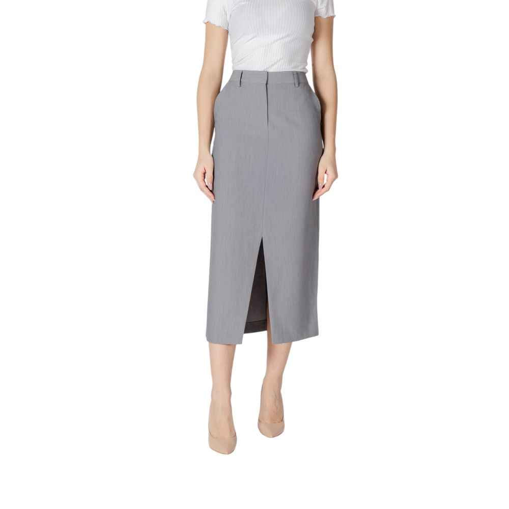 ICHI IHSARLA SK 20121418 Gray Polyester Midi Skirt