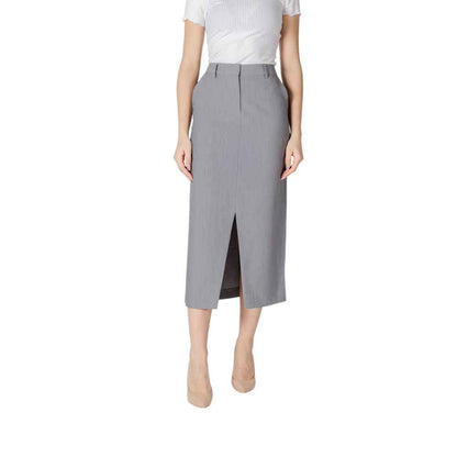 ICHI IHSARLA SK 20121418 Gray Polyester Midi Skirt