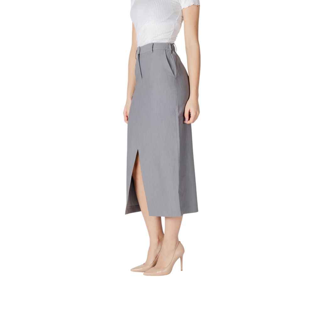 ICHI IHSARLA SK 20121418 Gray Polyester Midi Skirt