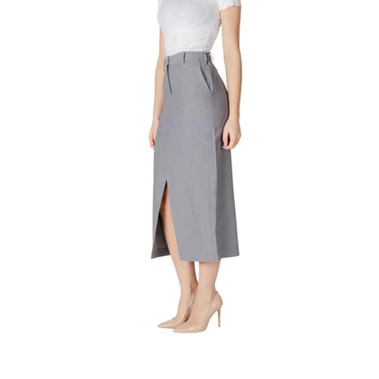 ICHI IHSARLA SK 20121418 Gray Polyester Midi Skirt