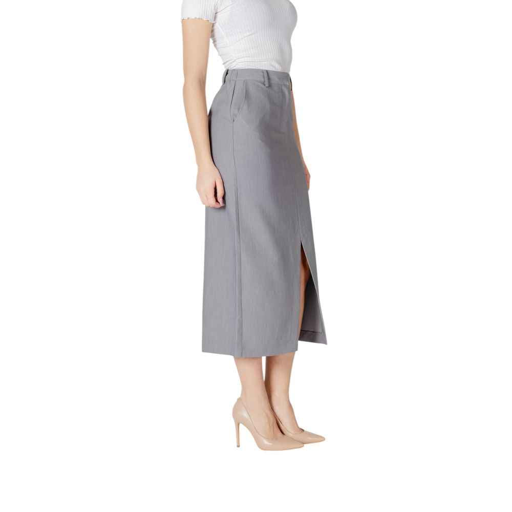 ICHI IHSARLA SK 20121418 Gray Polyester Midi Skirt
