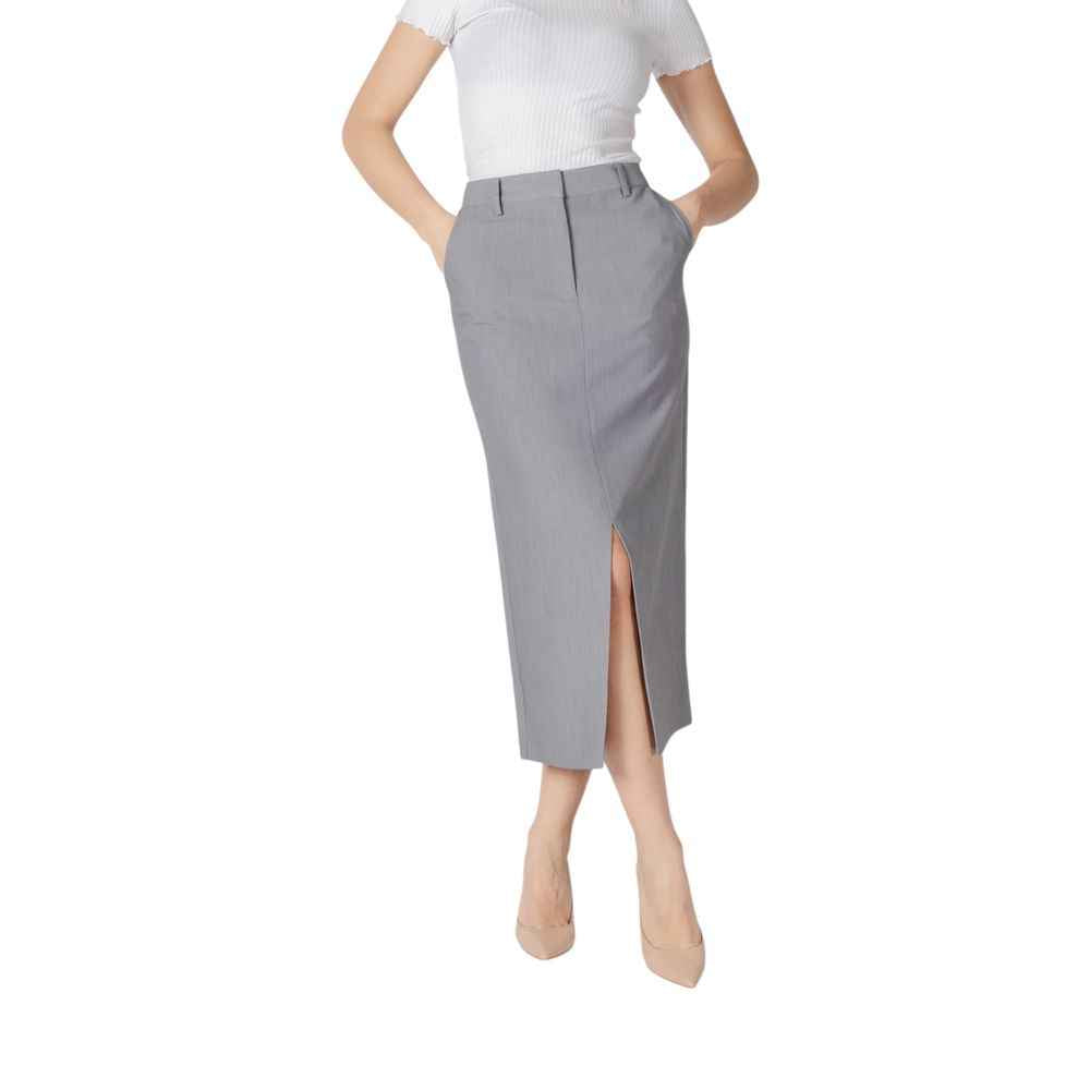 ICHI IHSARLA SK 20121418 Gray Polyester Midi Skirt