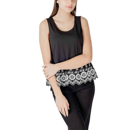 ICHI Black Cotton Tank Top