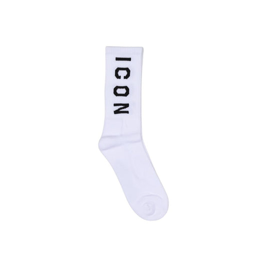 Icon Logo Vertikale Premium Cotton Unisex Socks - White