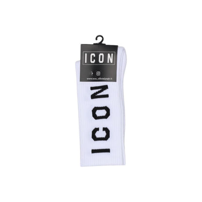 Icon Logo Vertikale Premium Cotton Unisex Socks - White