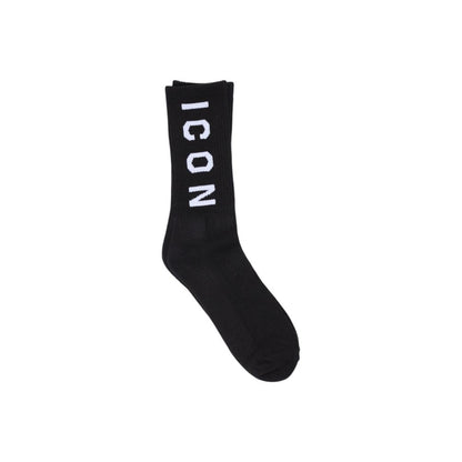 Icon Logo Verticale Unisex Cotton Sock Black Premium