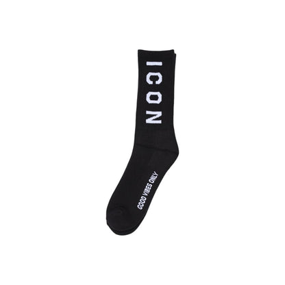 Icon Logo Verticale Unisex Cotton Sock Black Premium
