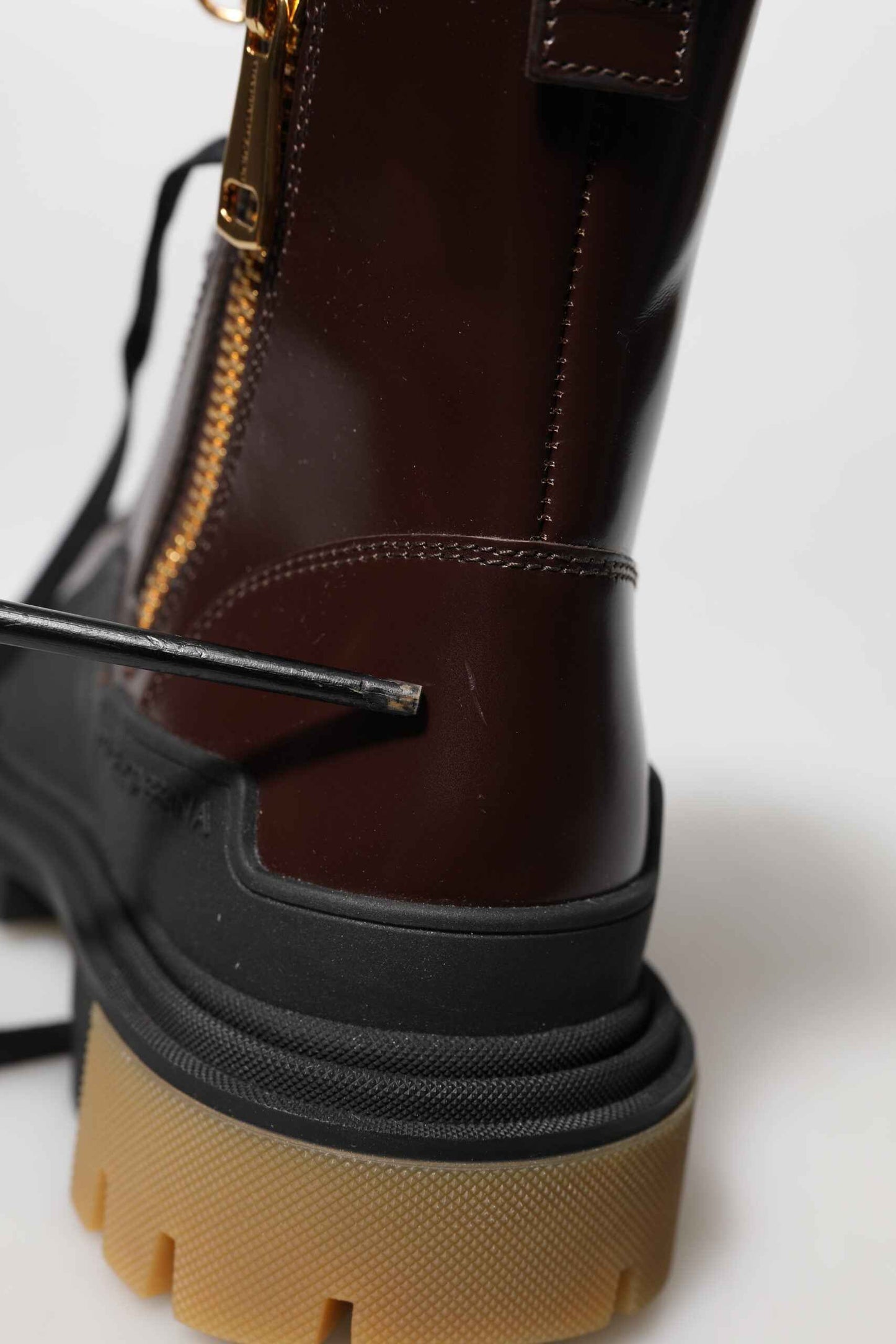 Dolce & Gabbana Korte Boots Leren Biker Maroon Midcalf