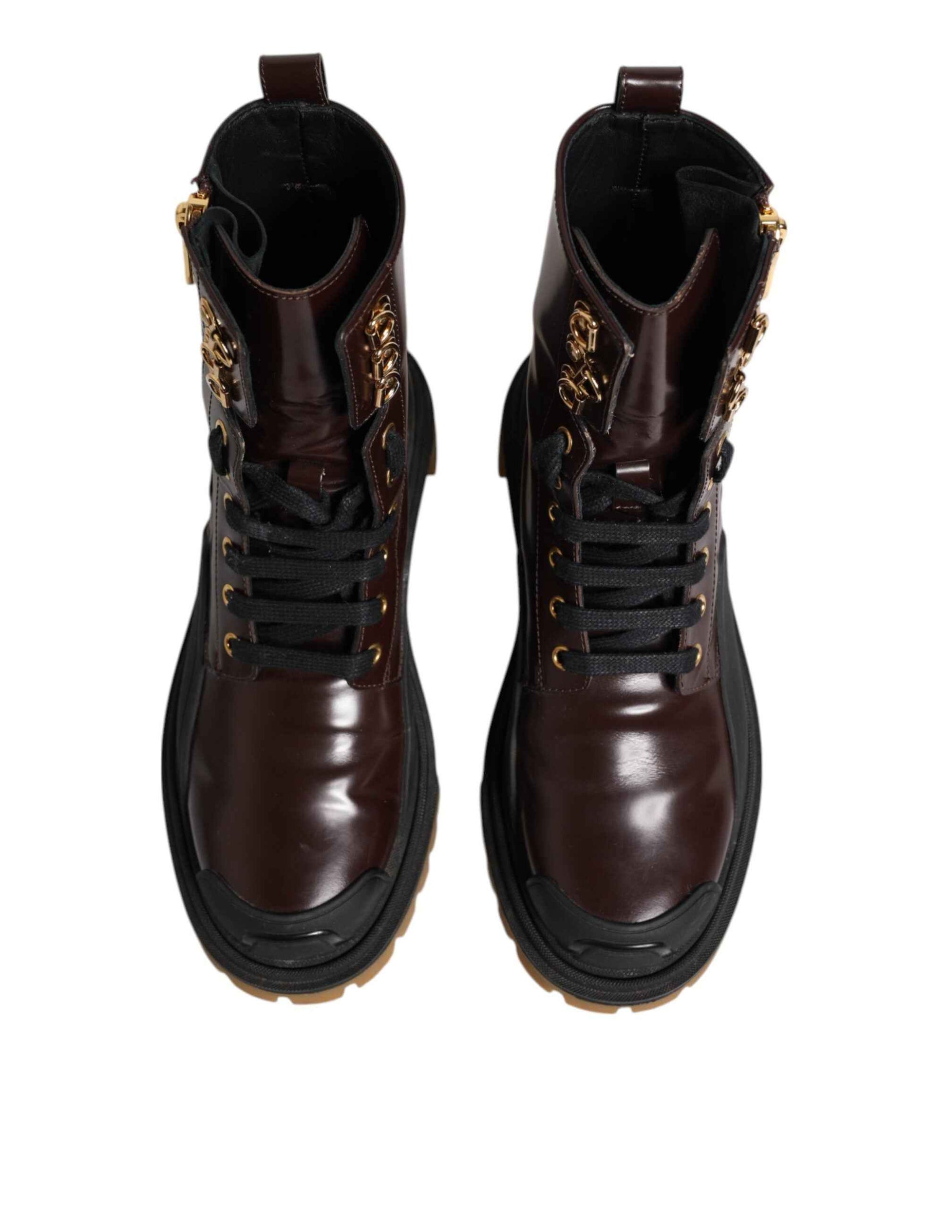 Dolce & Gabbana Korte Boots Leren Biker Maroon Midcalf